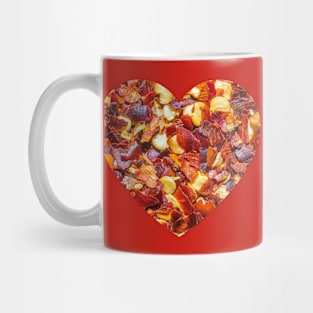 Spicy Red Hot Pepper Chili Flakes Photograph Heart. Mug